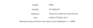 Specifications of F980 titanium steel earrings with zircon and colorful enamel detail