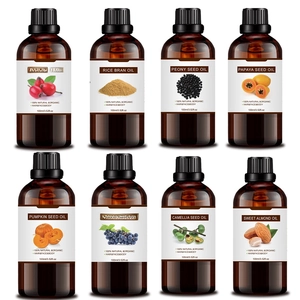 Set of 8 organic 100ml essential oils for hair and body in brown glass bottles