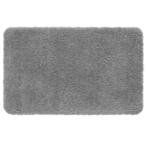 Tapis de bain épais en peluche grise à forte absorption avec envers antidérapant