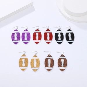 Lot de cinq boucles d'oreilles rugby en cuir pailleté aux couleurs vives et étincelantes