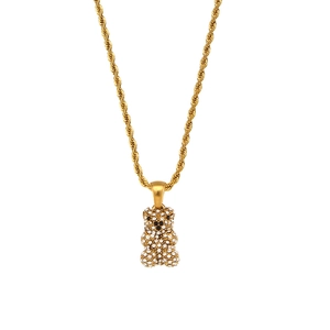 Collana a catena in acciaio inossidabile placcato oro con ciondolo a forma di orsetto