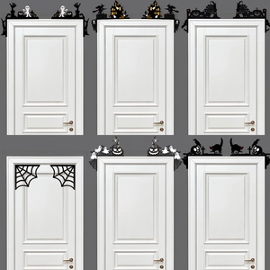 Decorazioni angolari per porte di Halloween in legno nero con sagome di streghe e zucche