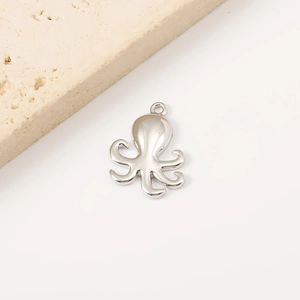 Polished silver octopus pendant accessory for DIY ocean themed summer beach jewelry