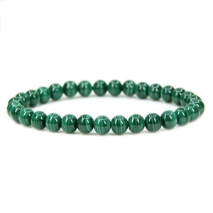 6mm natural green malachite round bead stretch bracelet for women with banded patterns