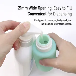 Portable 200ml silicone travel bottle with 21mm wide mouth for easy refill liquid