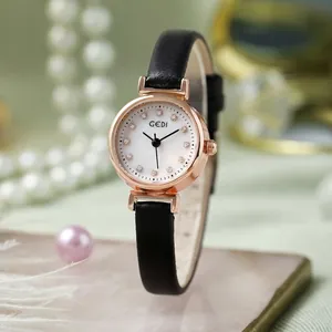 Women Quartz Watch Small Mini Dial Rhinestone Leather Strap Waterproof Simple Elegant Fashion Wristwatch Girls
