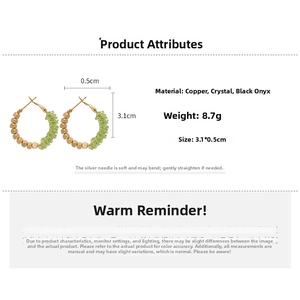 Détail des boucles d'oreilles en cristal avec dimensions 3,1cm et spécifications cuivre