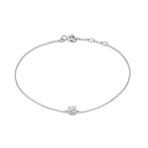 Detailed view of S925 sterling silver chain featuring four-prong solitaire zircon setting