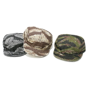 Casquette camping 5 pans en tissu ripstop camouflage tigre avec visière plate