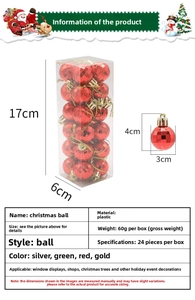 Macro view of 3cm red diamond-shaped Christmas ornaments set in 24-piece retail box