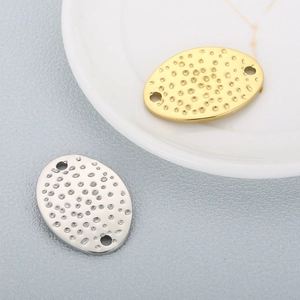 Connecteur Ovale Martelé Acier Inoxydable Double Trou Texture Goutte D'eau Pendentif Accessoires Bijoux DIY