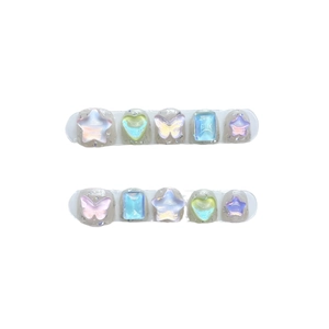 Handmade aurora press-on nails for kids with colorful candy 3D heart and star shapes