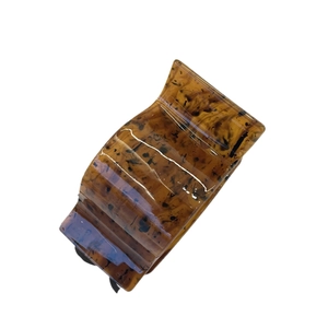 Tortoise shell resin hair claw clip with geometric rectangle design on white background