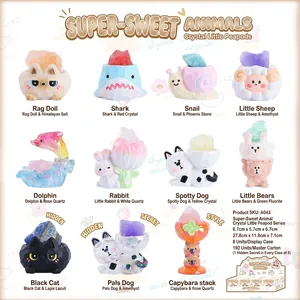 Animal Blind Box Figurine Natural Crystal Stone Resin Desktop Ornament Cute Cartoon Mini Diffuser Decoration Gift