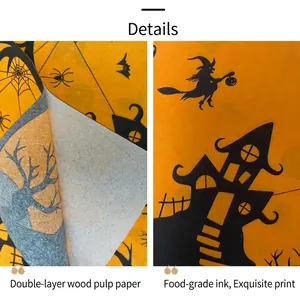 Double-layer wood pulp Halloween napkins with castle and wizard patterns printed in food-grade ink
