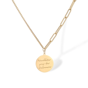 Double-layer gold stainless steel necklace featuring paperclip chain and LOVE pendant