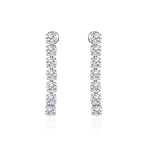 Linear Tassel Drop Earrings Titanium Steel Inlaid Sparkling Clear Stones Hip Hop Style Jewelry Accessory For Women