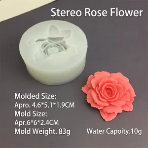 3D rose silicone mold for fondant and chocolate cake decorating with size details