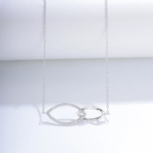 Elegant sterling silver necklace with interlocking double rhombus pendants and zircon inlays