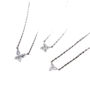 S925 sterling silver necklaces with butterfly, clover, and zirconia flower pendants