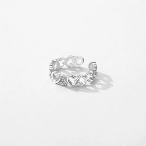 Minimalistischer S925 Sterlingsilber Ring mit hohlen Herzen und Pavé-Zirkonia Besatz