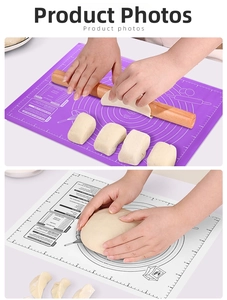 Detailed view of silicone baking mat featuring measurement markings and conversion charts