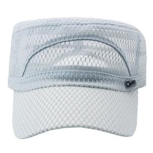 Light gray breathable mesh flat top military cap for summer outdoor sun protection
