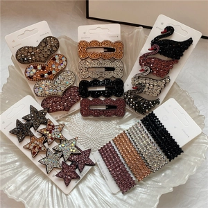 Luxurious rhinestone hair clip set with heart and star shapes in various colors