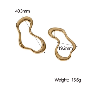 Irregular gold titanium steel earrings for women, 18k gold plated minimalist loop style