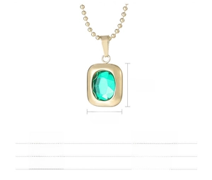 Detail of titanium steel green gemstone pendant with 14.3x12.3mm dimensions