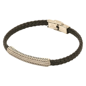 Bracelet vintage en cuir tressé avec croix et fermoir magnétique en acier inoxydable pour homme