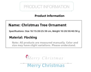 Detailed specifications for mini flocked Christmas tree ornaments in five height sizes