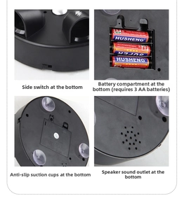 Detail view of electric lie detector base with power switch and battery compartment