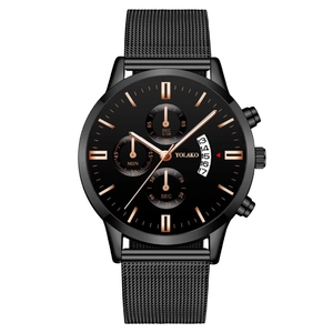 Men's Quartz Watch Fashion Business Style Stainless Steel Mesh Strap Calendar Date Display Analog Dial Minimalist