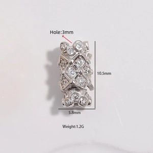 S925 sterling silver bead connector with cubic zirconia and screw clasp mechanism