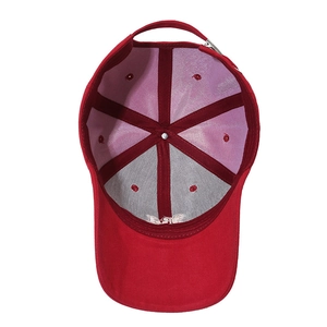 Casquette de baseball rouge ajustable en coton avec structure à six panneaux et boucle