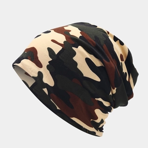 Classic camouflage knit beanie hat for men and women featuring a forest pattern design