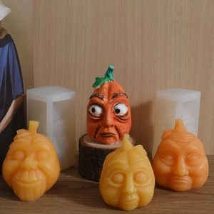 Halloween funny face pumpkin silicone molds for DIY candles and plaster crafts