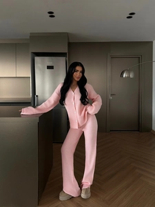 Women Knit Cardigan And Pants Loungewear Cotton Polyester Rib Knit V Neck Button Up High Waisted Wide Leg Streetwear