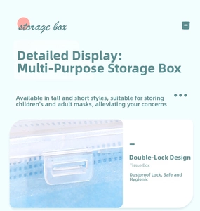 Detailed close-up of the double buckle design on the transparent mask storage box