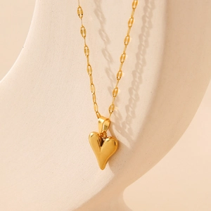 Minimalist Stainless Steel Heart Pendant Necklace Handmade Gold Plated Fashion Jewelry For Women Valentine Gift For Her