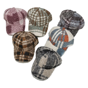 British vintage wool plaid baseball caps in six diverse colors for autumn and winter