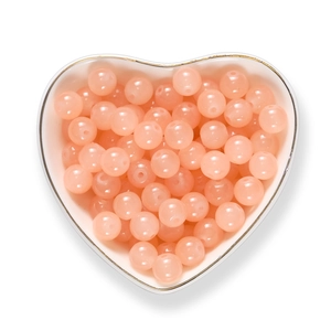 Perline di vetro rosa da 8mm in ciotola a cuore per creazione di gioielli fai-da-te