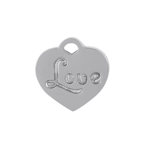 Pendentif cœur en acier inoxydable argenté avec gravure Love pour création de bijoux DIY