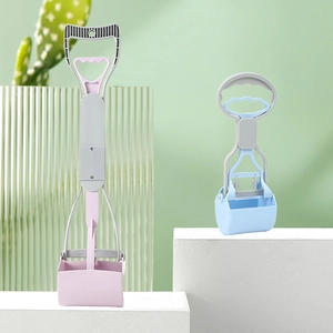 Portable pet pooper scooper in pink and blue colors for dog waste cleaning tools