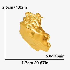 Detailed size specifications for gold irregular 304 stainless steel punk earrings