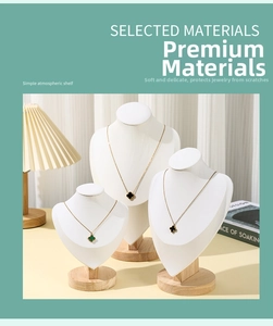 Three-piece solid wood jewelry necklace stands with premium white soft-touch surfaces
