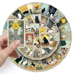 Set of 78 cat tarot stickers for luggage and laptop decoration with cat tarot card themes