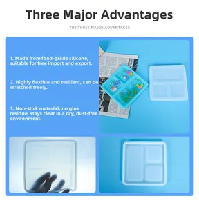 Detailed view of flexible food-grade silicone jewelry tray mold with multi-grid design