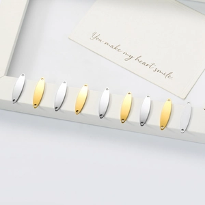 Minimalist oval stainless steel connector tags in gold and silver for DIY jewelry